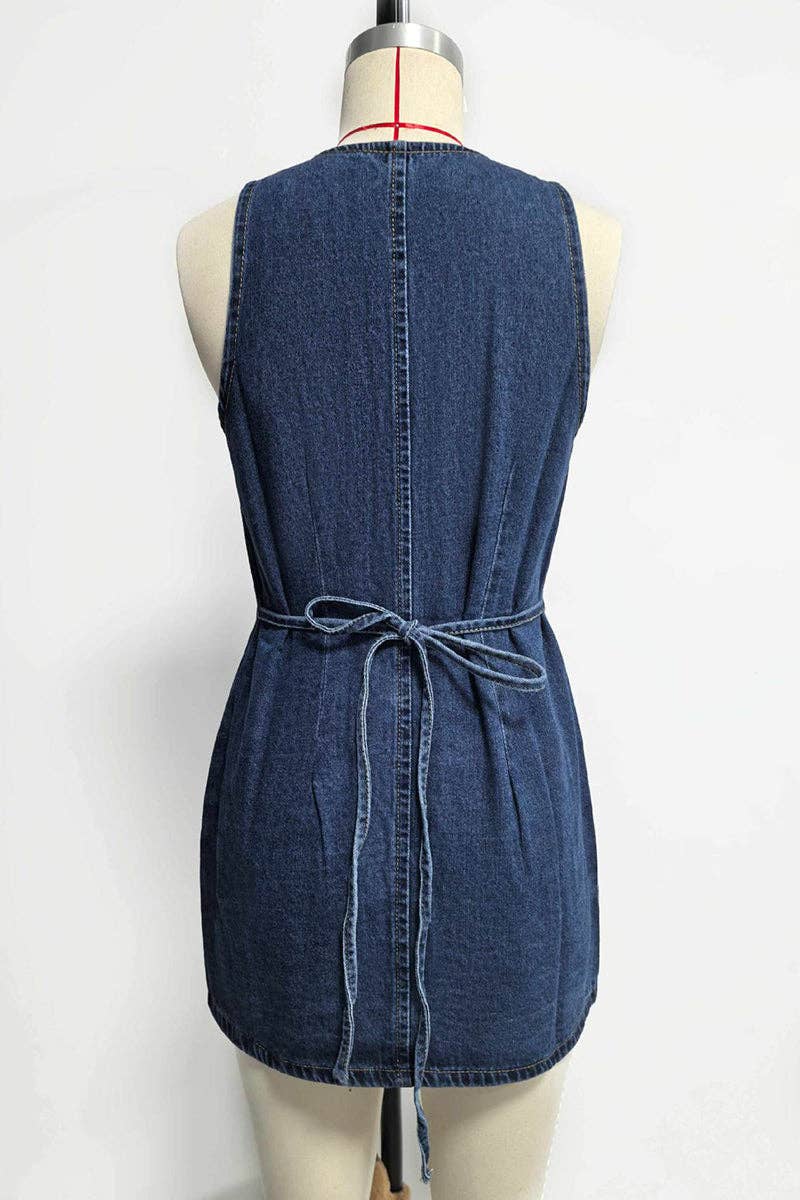 Buttoned Denim Mini Dress