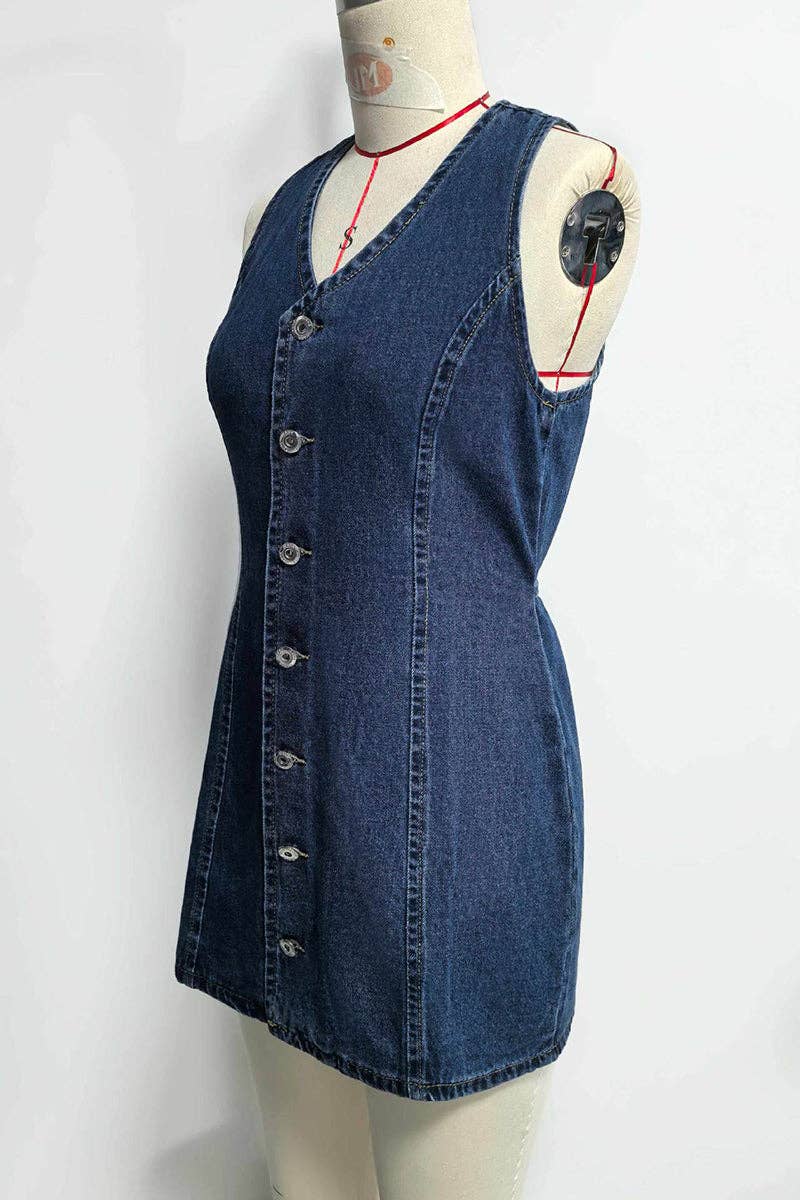 Buttoned Denim Mini Dress