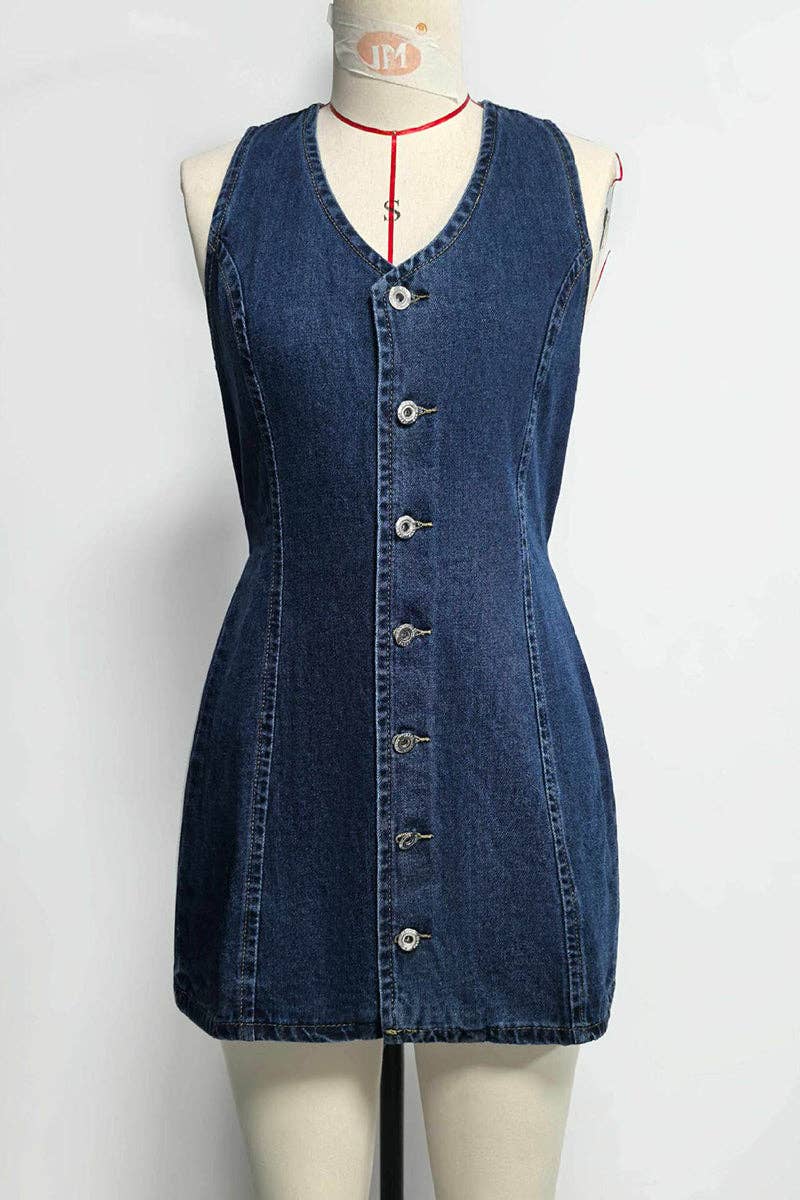 Buttoned Denim Mini Dress
